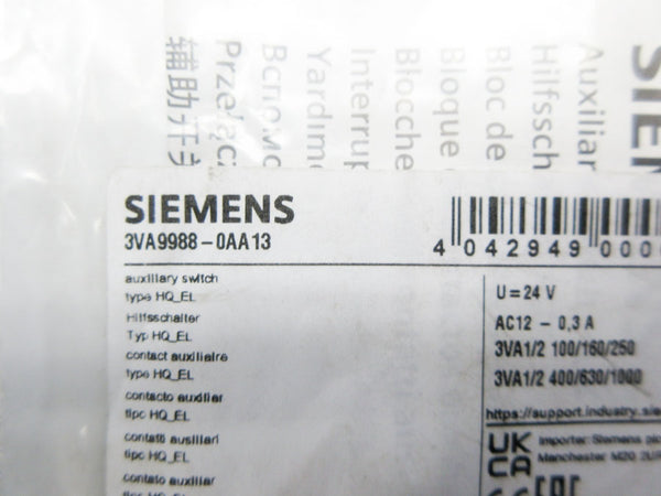 SIEMENS 3VA9988-0AA13 24V NSMP