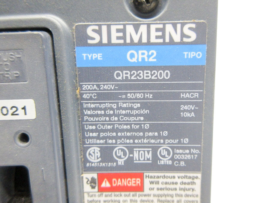 SIEMENS QR23B200 240V 200A NSNP