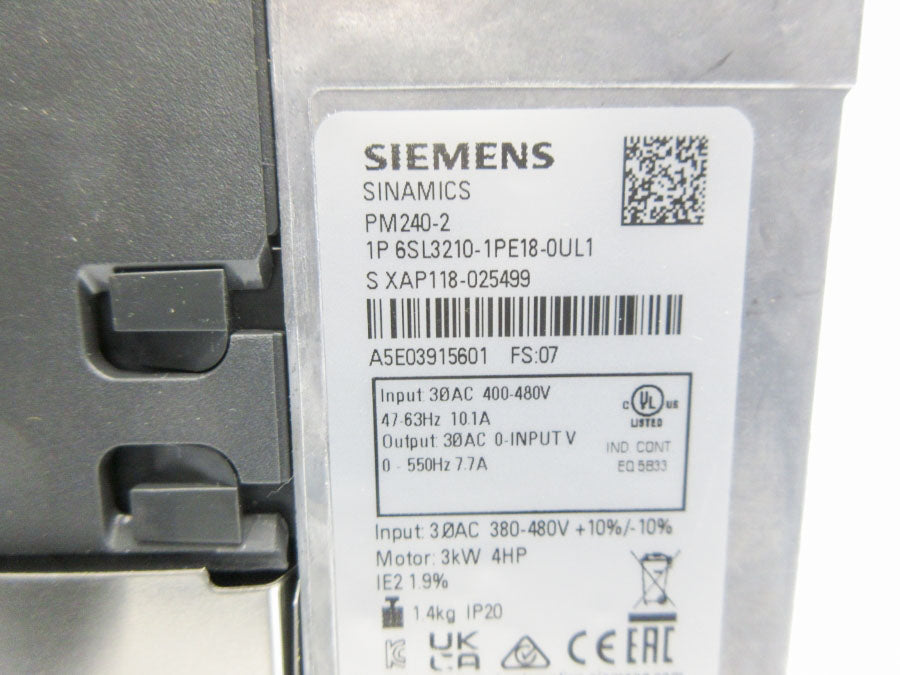SIEMENS 6SL3210-1PE18-0UL1 400-480V 10.1A NSNP