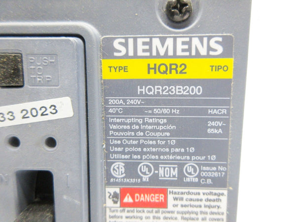 SIEMENS HQR23B200 240V 200A NSNP