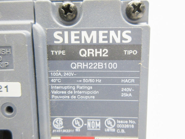 SIEMENS QRH22B100 240V 100A NSNP