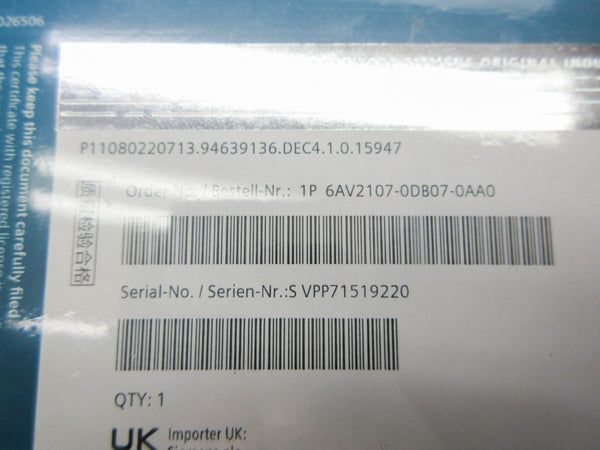 SIEMENS 6AV2107-0DB07-0AA0 NSFS