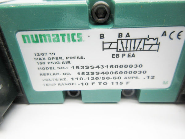 NUMATICS 153SS4316000030 110-120V .12A 150PSI NSNP
