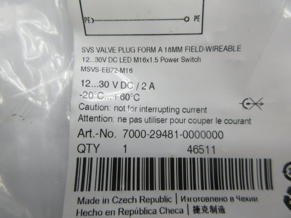 MURR ELEKTRONIK 7000-29481-0000000 12-30VDC 2A NSMP