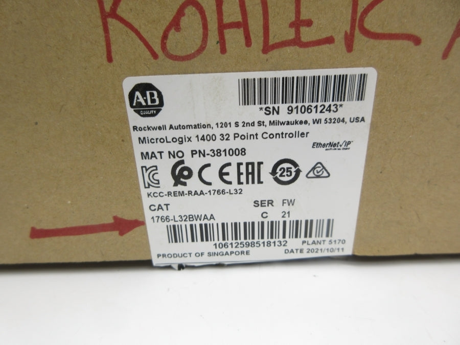 ALLEN BRADLEY 1766-L32BWAA SER. C F/W 12 NSMP