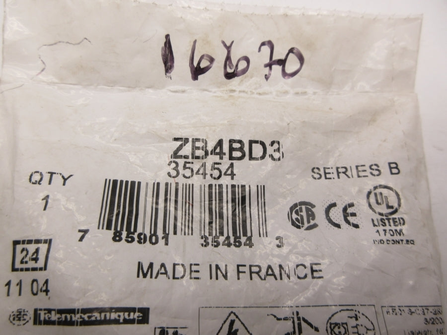 SCHNEIDER ELECTRIC ZB4BD3 SER. B NSMP