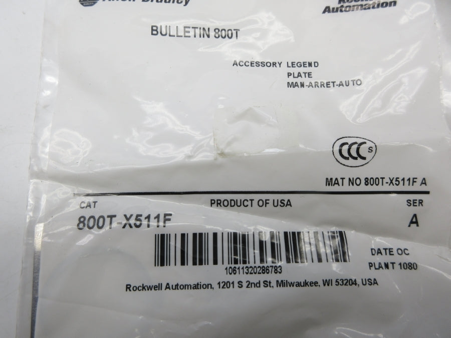 ALLEN BRADLEY 800T-X511F SER. A NSMP