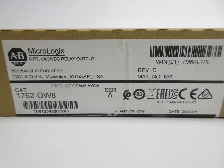 ALLEN BRADLEY 1762-OW8 SER. A DATE: 2022 NSFS