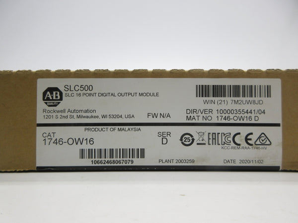 INDUSTRIAL SPARE PART 1746-OW16 SER. D DATE: 2020 NSFS