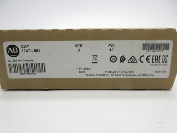 INDUSTRIAL SPARE PART 1747-L551 SER. D F/W 13 DATE: 2022 NSFS