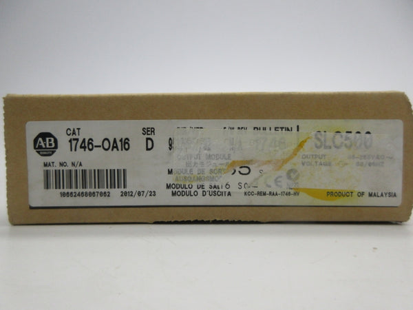 INDUSTRIAL SPARE PART 1746-OA16 SER. D DATE: 2012 NSFS