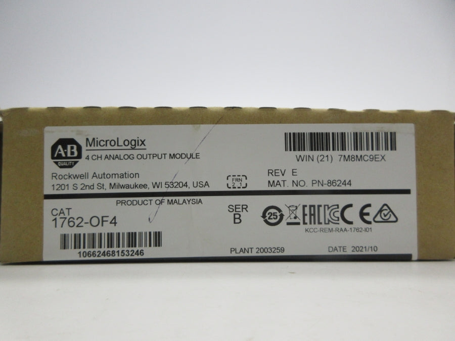 ALLEN BRADLEY 1762-OF4 SER. B F/W 2.1 DATE: 2021 NSFS