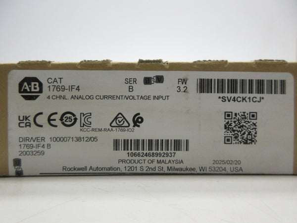 INDUSTRIAL SPARE PART 1769-IF4 SER. B F/W 3.2 DATE: 2025 NSFS