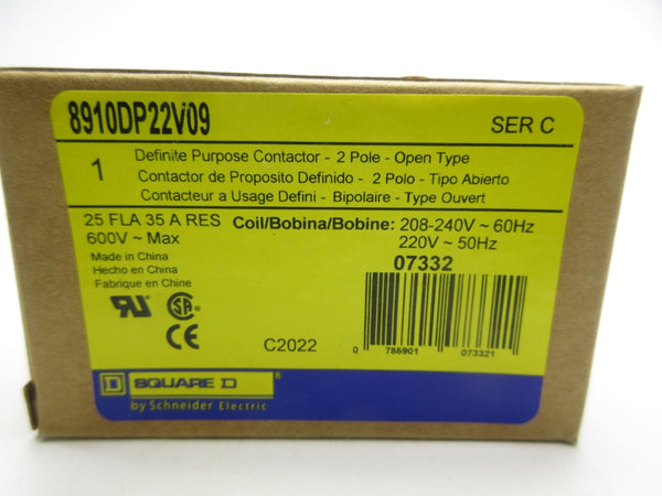 SQUARE D 8910DP22V09 SER. C 208-240V 25A NSMP