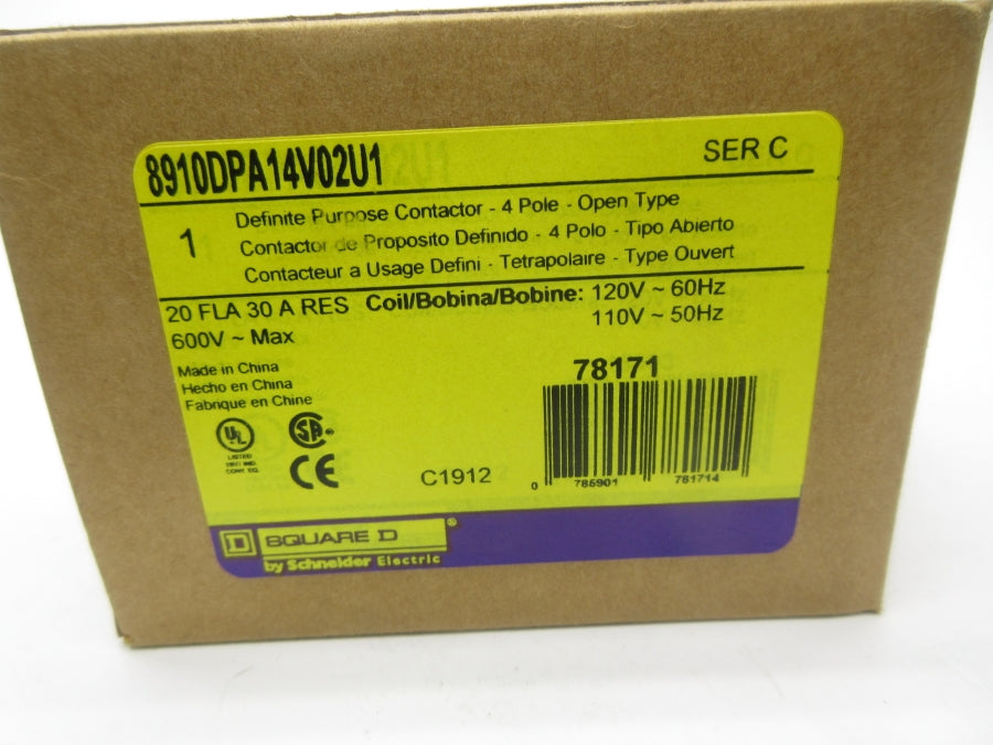 SQUARE D 8910DPA14V02U1 SER. C 110/120V 20A NSMP