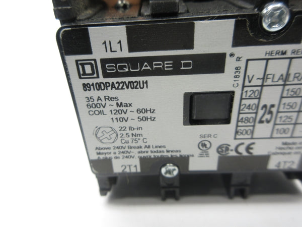 SQUARE D 8910DPA22V02U1 SER. C 110/120V 25A NSNP