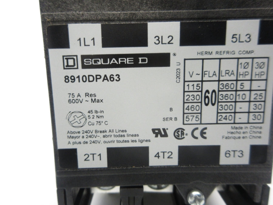 SQUARE D 8910DPA63V09 SER. B 220/240V 60A NSNP