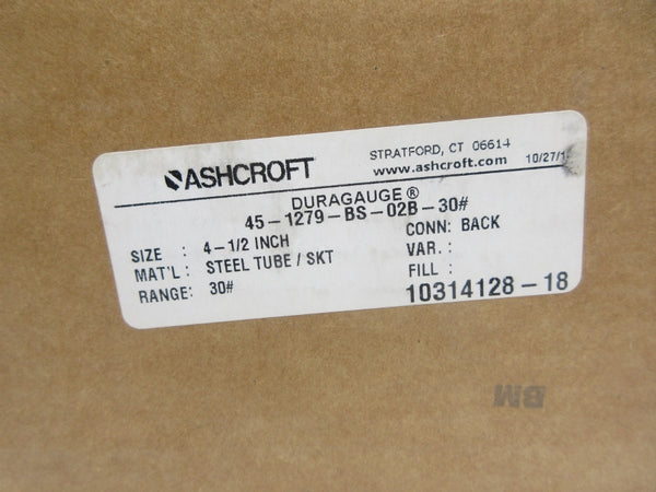 ASHCROFT 45-1279-BS-02B-30# 0-30PSI 4-1/2" NSMP
