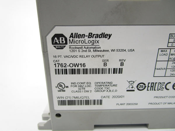 INDUSTRIAL SPARE PART 1762-OW16 SER. B REV. B NSNP