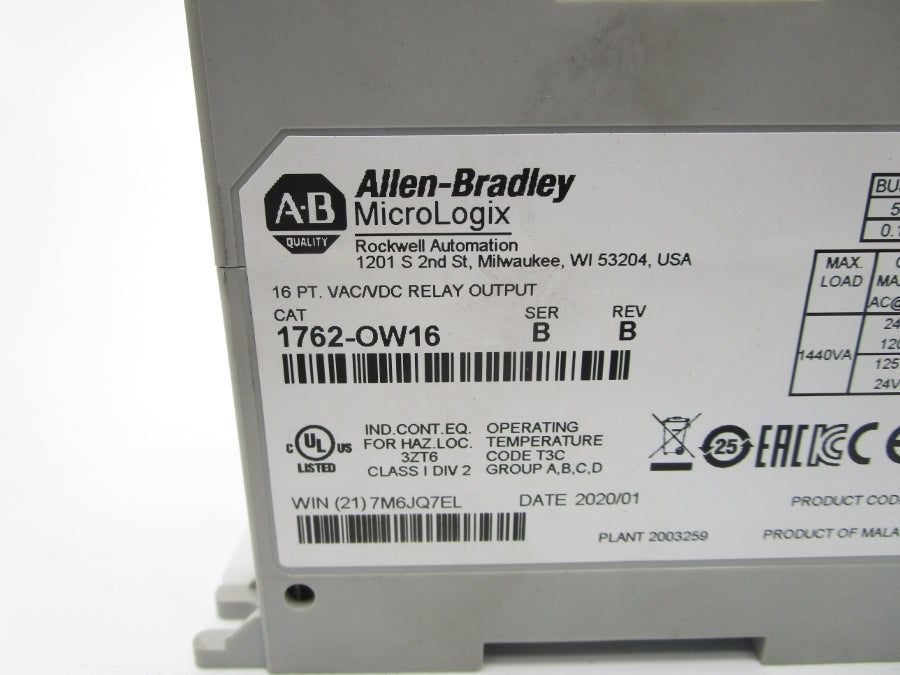 INDUSTRIAL SPARE PART 1762-OW16 SER. B REV. B NSNP