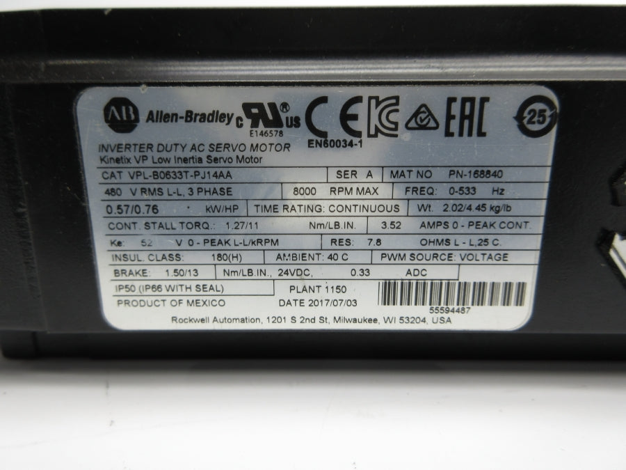 INDUSTRIAL SPARE PART VPL-B0633T-PJ14AA SER. A 480V 3.52A UNMP