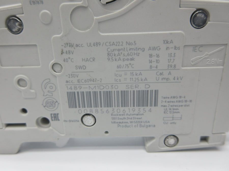 INDUSTRIAL SPARE PART 1489-M1D030 SER. D 277V 3A NSNP
