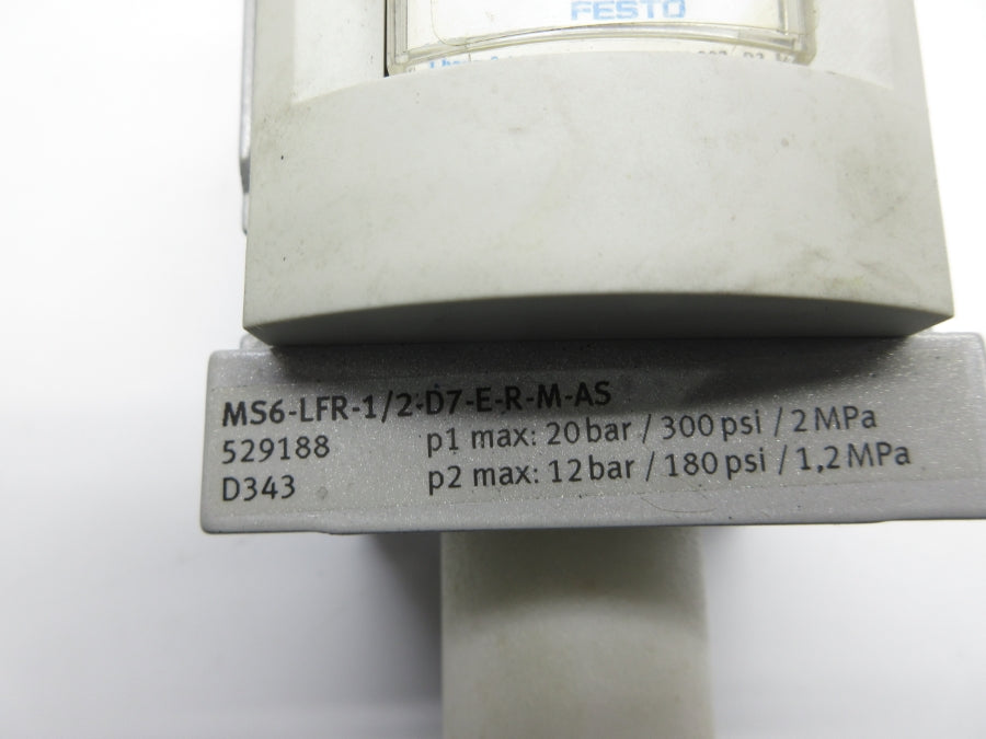 FESTO MS6-LFR-1/2-D7-E-R-M-AS 529188 300PSI (AS PICTURED) UNMP