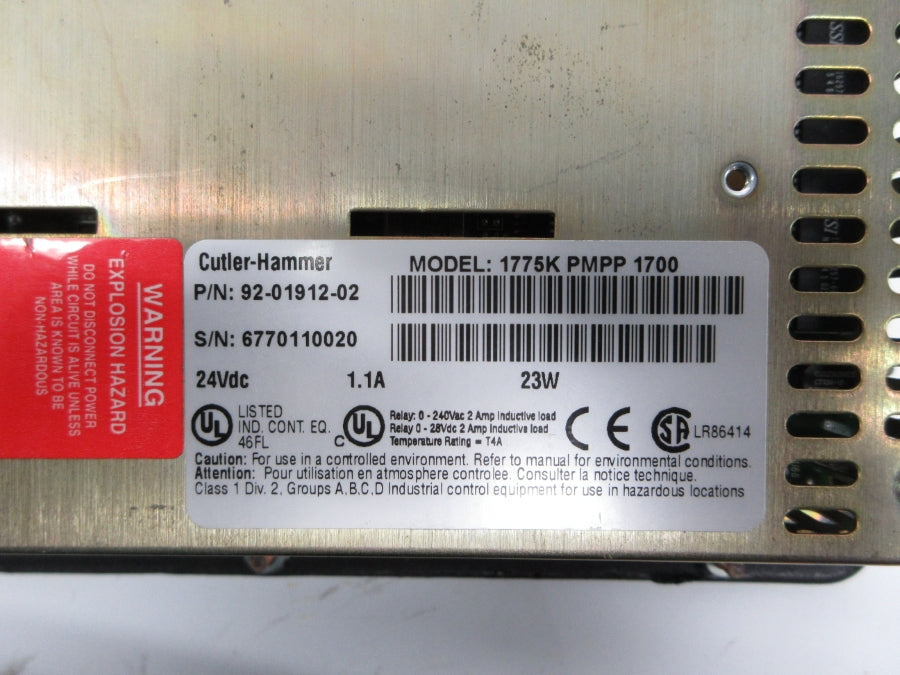 CUTLER HAMMER 1775KPMPP1700 92-01912-02 24VDC 1.1A NSNP