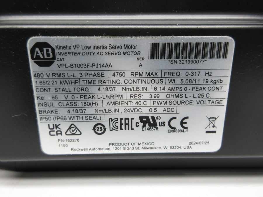 INDUSTRIAL SPARE PART VPL-B1003F-PJ14AA SER. A 480V 6.14A NSNP