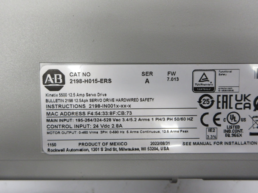 INDUSTRIAL SPARE PART 2198-H015-ERS SER. A F/W 7.013 NSNP