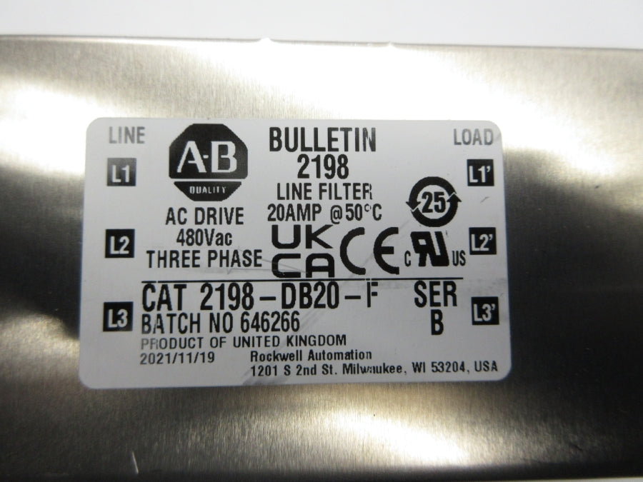 INDUSTRIAL SPARE PART 2198-DB20-F SER. B 480VAC 20A NSNP