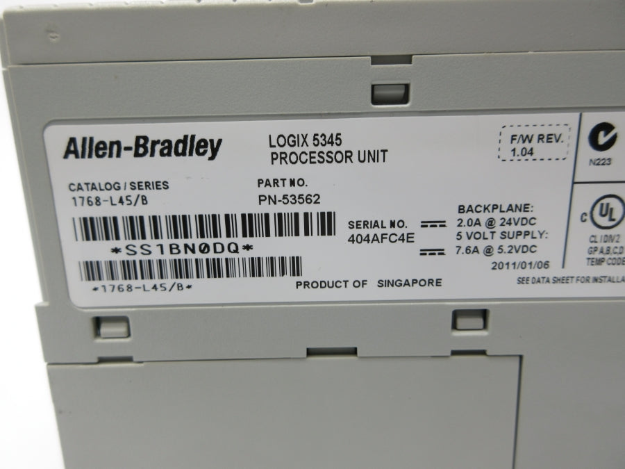 INDUSTRIAL SPARE PART 1768-L45 SER. B F/W 1.04 NSNP