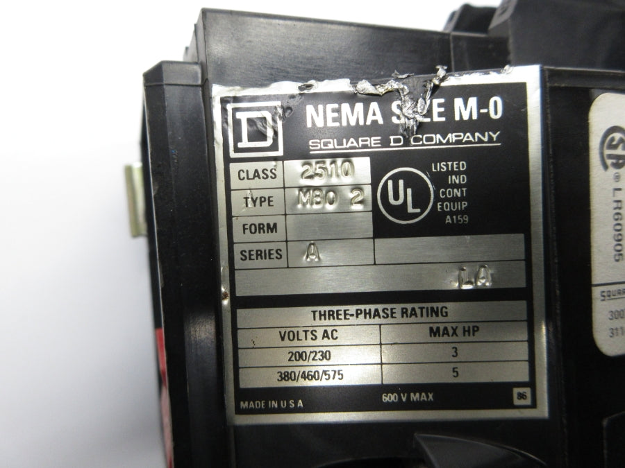 SQUARE D 2510MBO2 SER. A (AS PICTURED1) NSNP