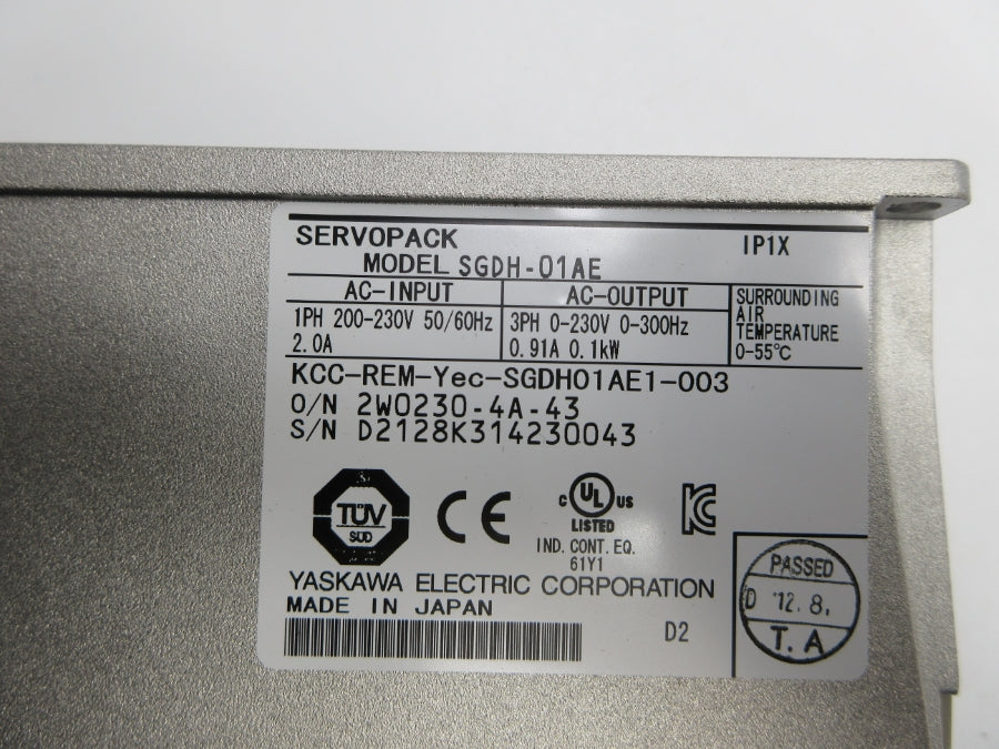 YASKAWA ELECTRIC SGDH-01AE 200-230V 2.0A NSNP