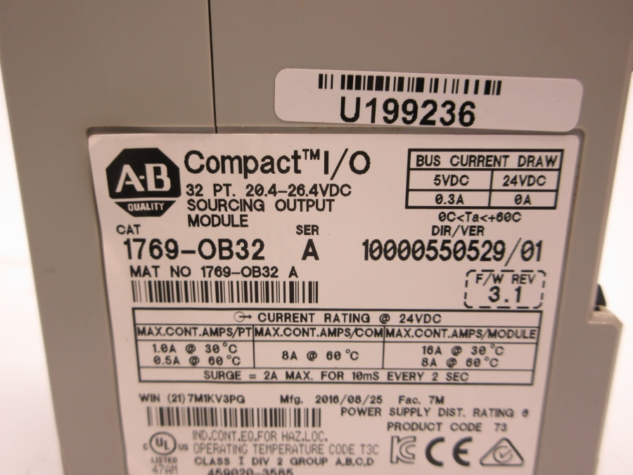 INDUSTRIAL SPARE PART 1769-OB32 SER. A F/W 3.1 24VDC (NO DOOR) UNMP