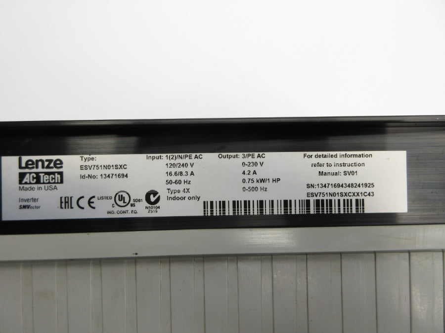LENZE ESV751N01SXC 120/240V 16.6/8.3A UNMP