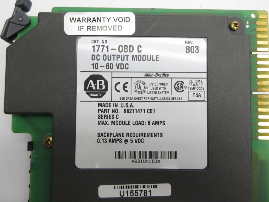 INDUSTRIAL SPARE PART 1771-OBD SER. C 10-60VDC REV. B03 UNMP