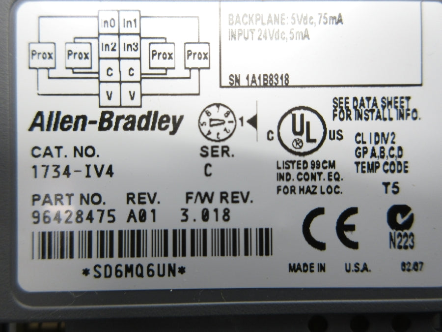 INDUSTRIAL SPARE PART 1734-IV4 SER. C F/W 3.018 24VDC REV. A01 NSMP