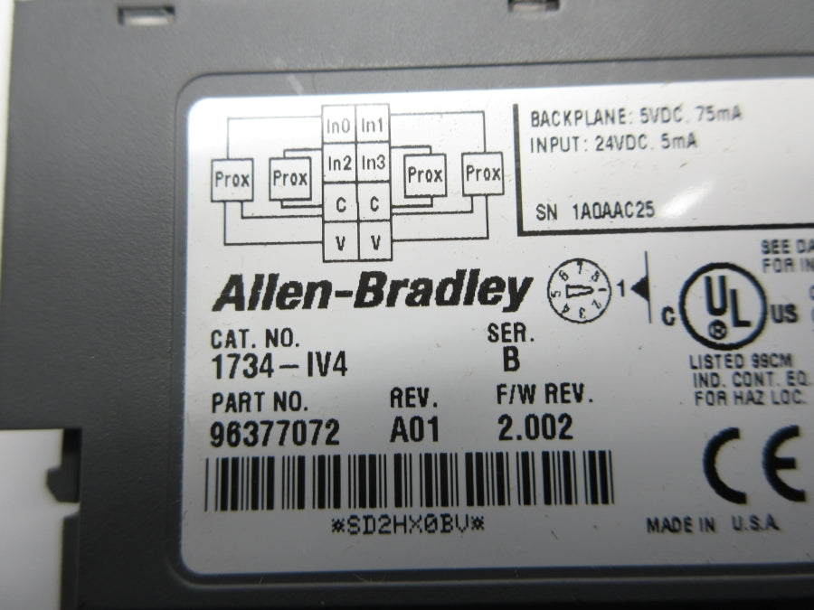 INDUSTRIAL SPARE PART 1734-IV4 SER. B F/W 2.002 24VDC REV. A01 NSMP