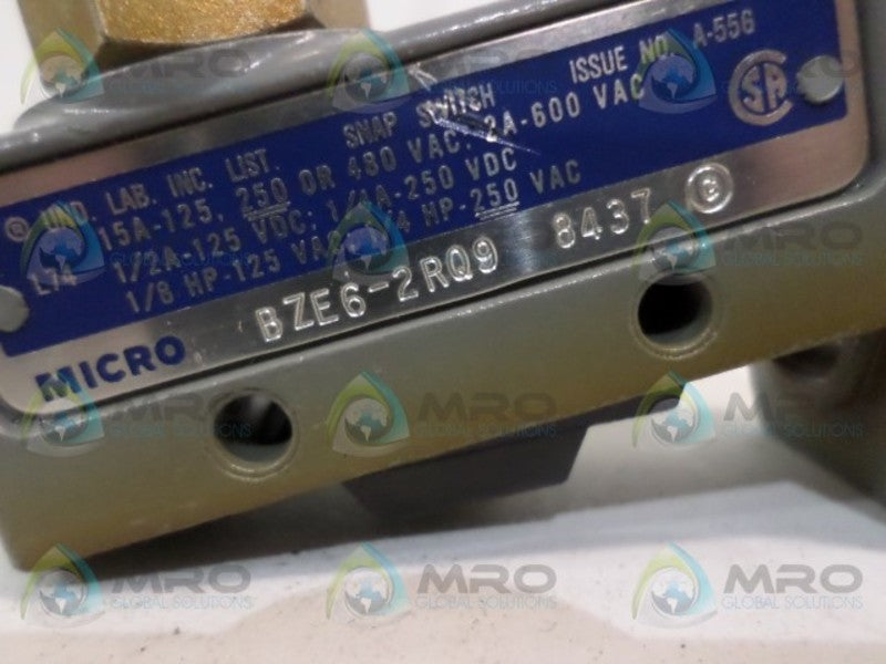 MICRO SWITCH BZE6-2RQ9 LIMIT SWITCH (GREY) UNMP
