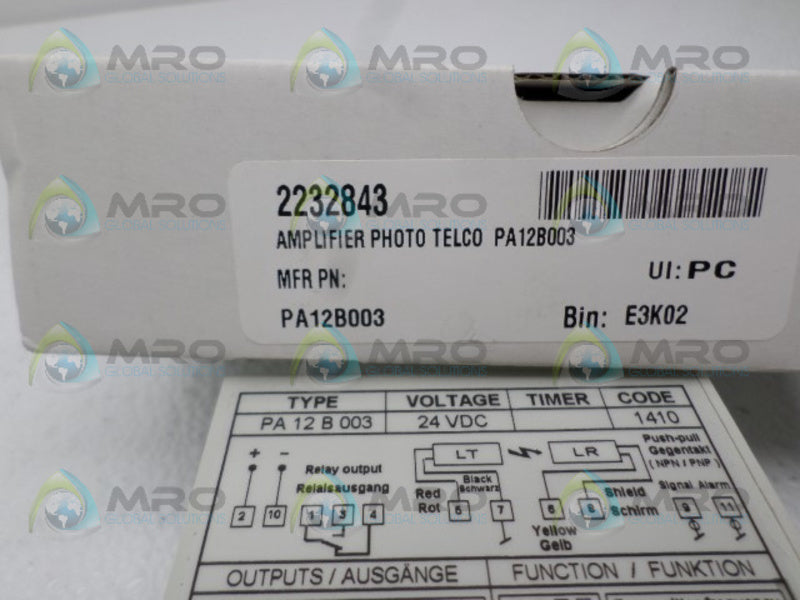 TELCO PA12B003 OPTO AMPLIFIER 24VDC NSMP
