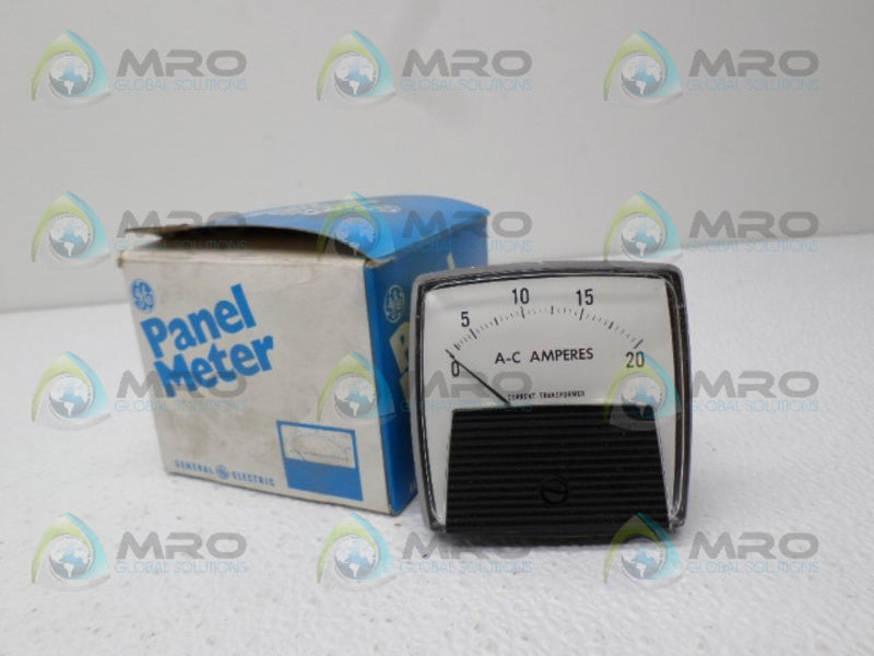 GENERAL ELECTRIC 50-250240LSNG1 PANEL METER 0-20 AC AMPS NSMP