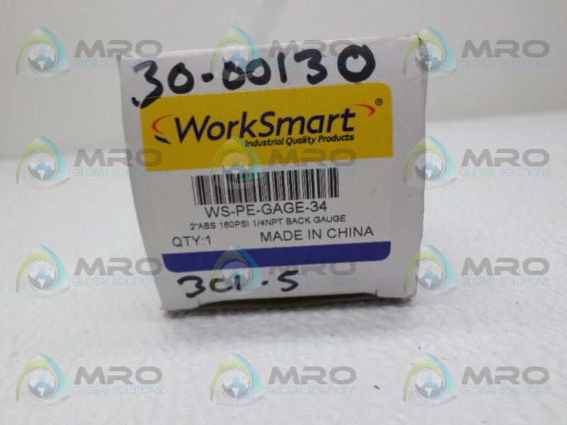 WORKSMART WS-PE-GAGE-34 PRESSURE GAUGE 0-160 PSI NSMP