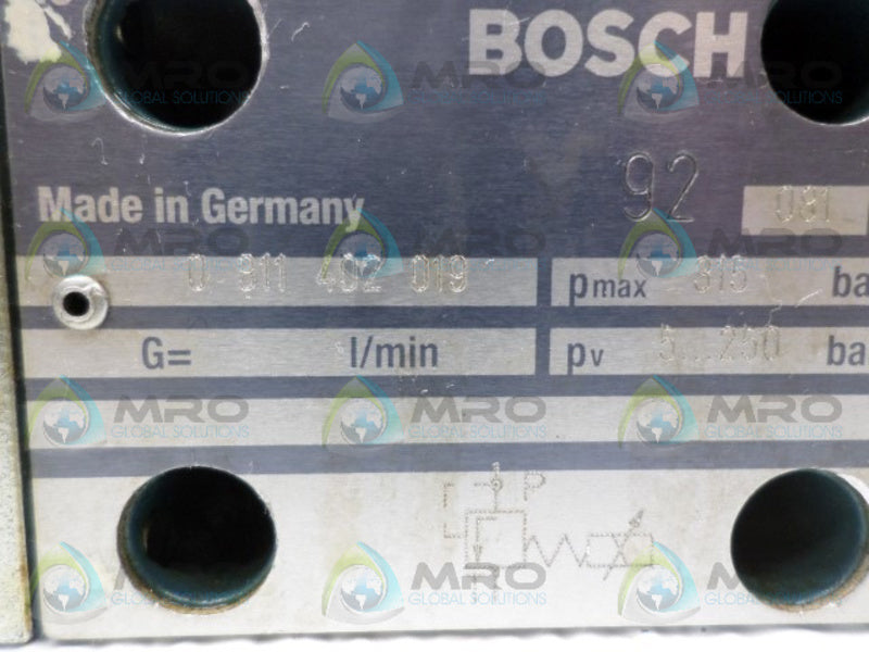 BOSCH 0811402019 PRESSURE RELIEF VALFE UNMP