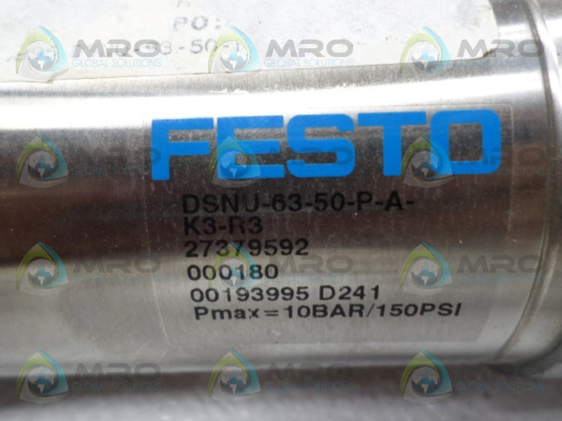 FESTO DSNU-63-50-P-A-K3-R3 PNEUMATIC CYLINDER NSNP