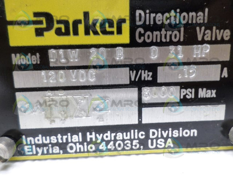 PARKER D1W20BD31 DIRECTIONAL CONTROL VALVE NSNP