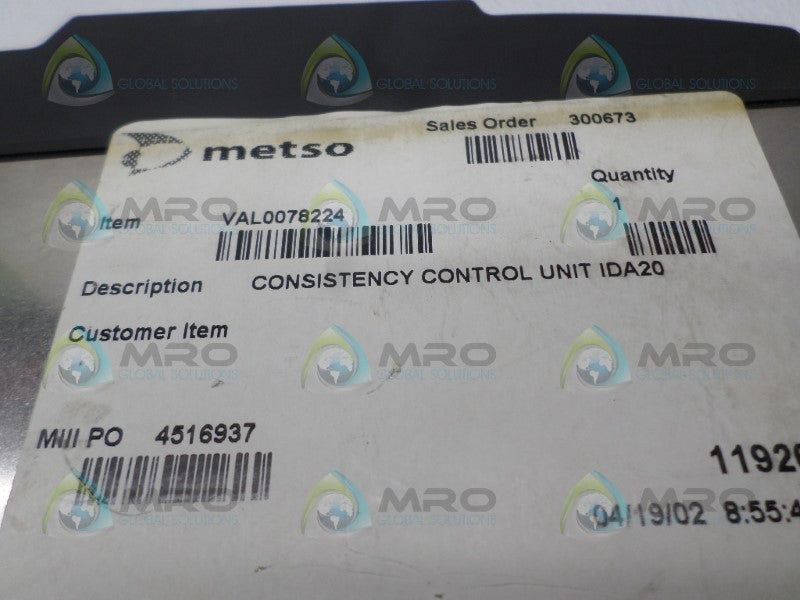 METSO IDA20 VAL0078224 CONSISTENCY CONTROL UNIT NSNP