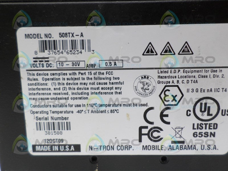 N-TRON 508TX-A ETHERNET SWITCH UNMP