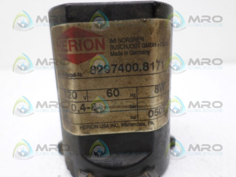 HERION 8297400.8171.12060 PULSE SOLENOID VALVE 120V UNMP