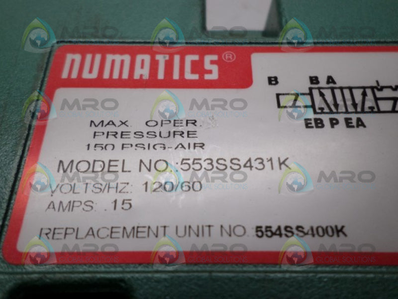 NUMATICS 553SS431K SOLENOID VALVE UNMP